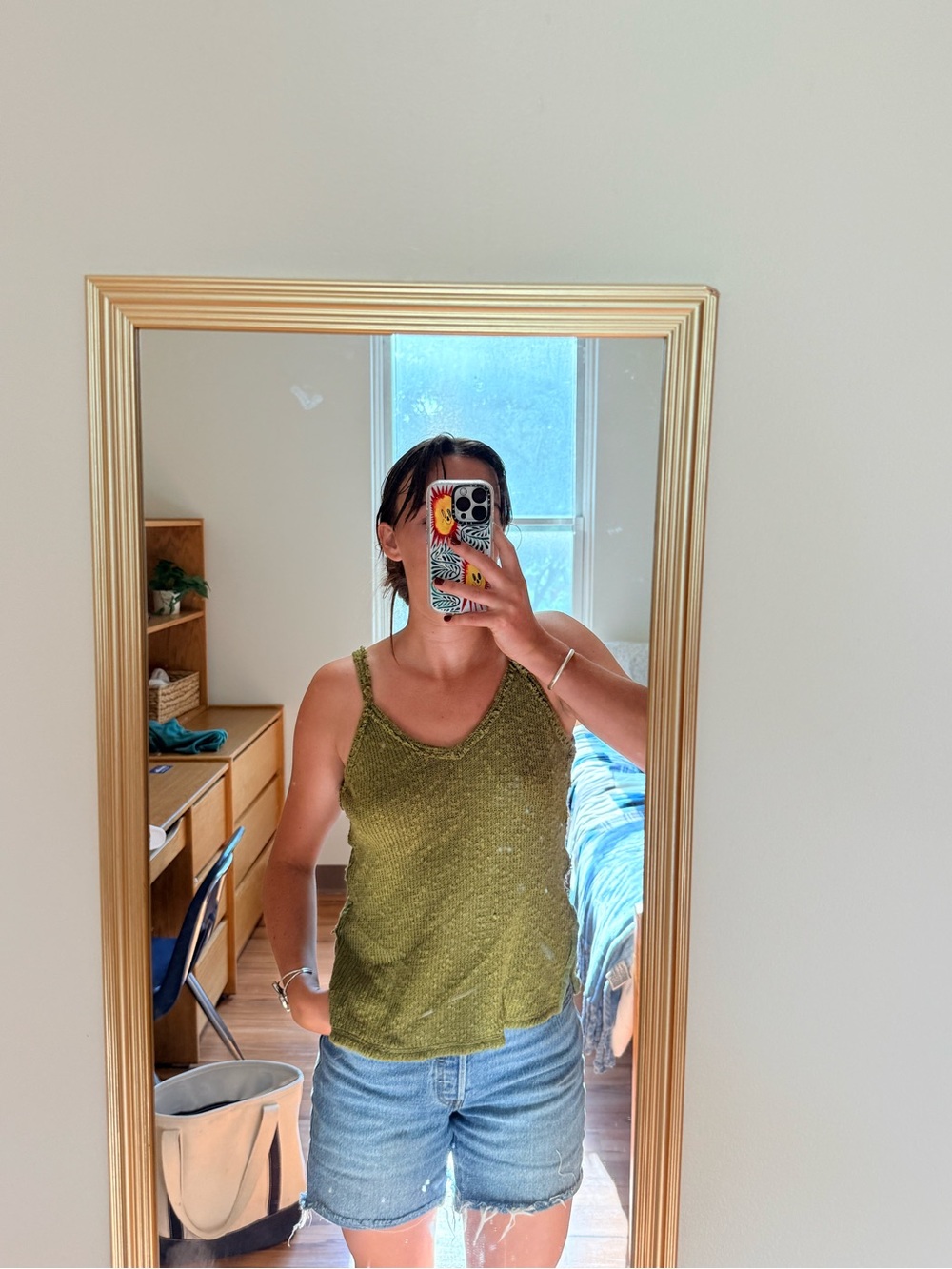 Free People Olive Knit Tank Top - ONE OF A KIND